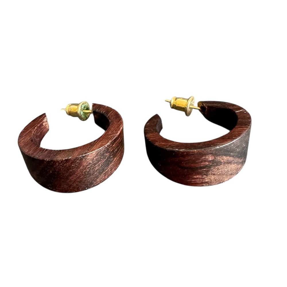 Vintage Wooden‎ Hoop Earrings Natural Wood Boho Forrest Fairy Minimalist